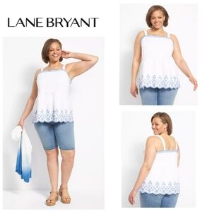 Lane Bryant Classic Square-Neck Peplum Eyelet Tank. Size 22